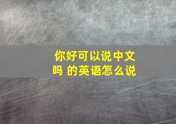 你好可以说中文吗 的英语怎么说